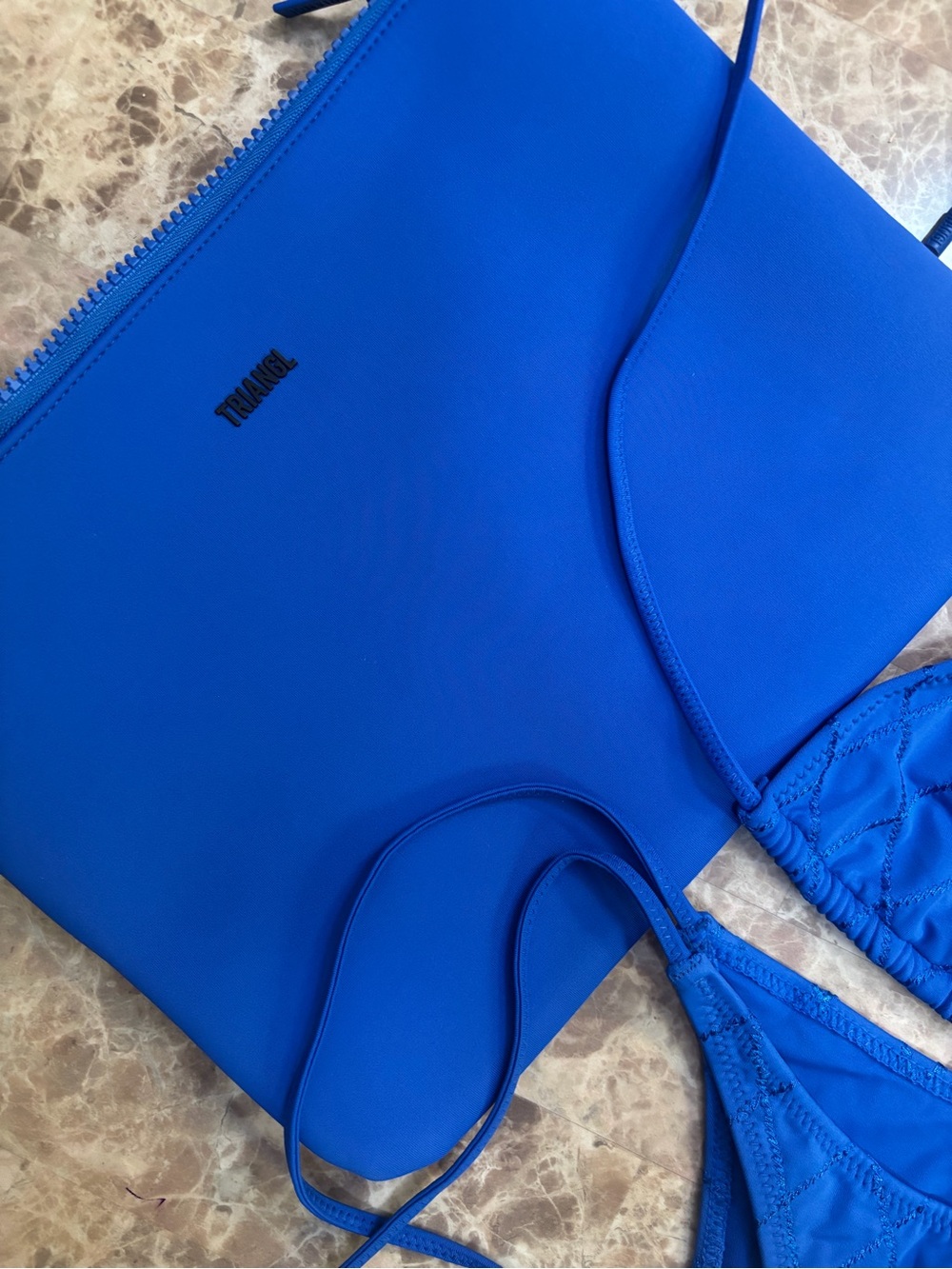triangl swimwear Quilted Triangle String Bikini Set - Blue - Picture 3 of 5